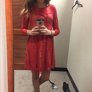 Red lace cocktail dress
